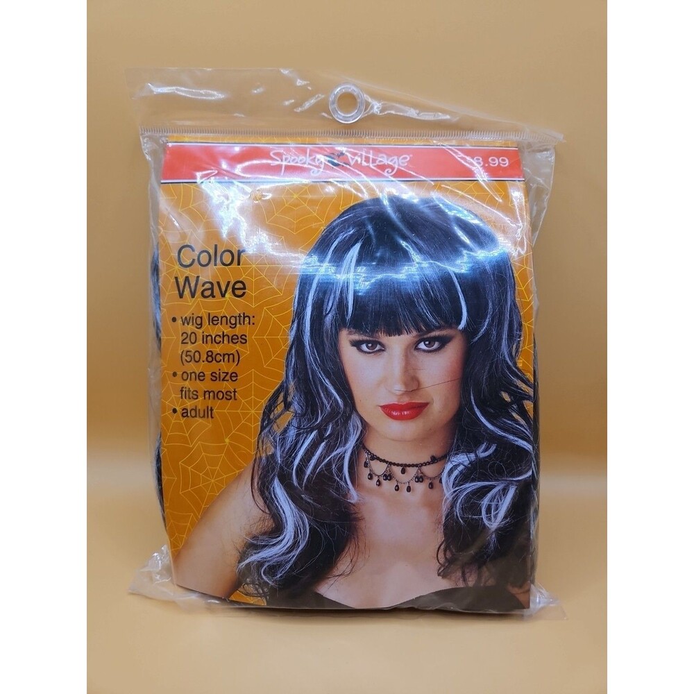 Spooky Village Color Wave 20" 50.8 cm Wig Black & White
